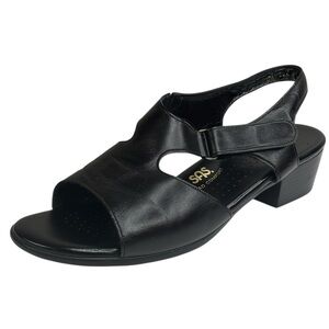 New SAS Suntimer Heel Strap Black Leather Comfort Sandal Women’s 11 Wide